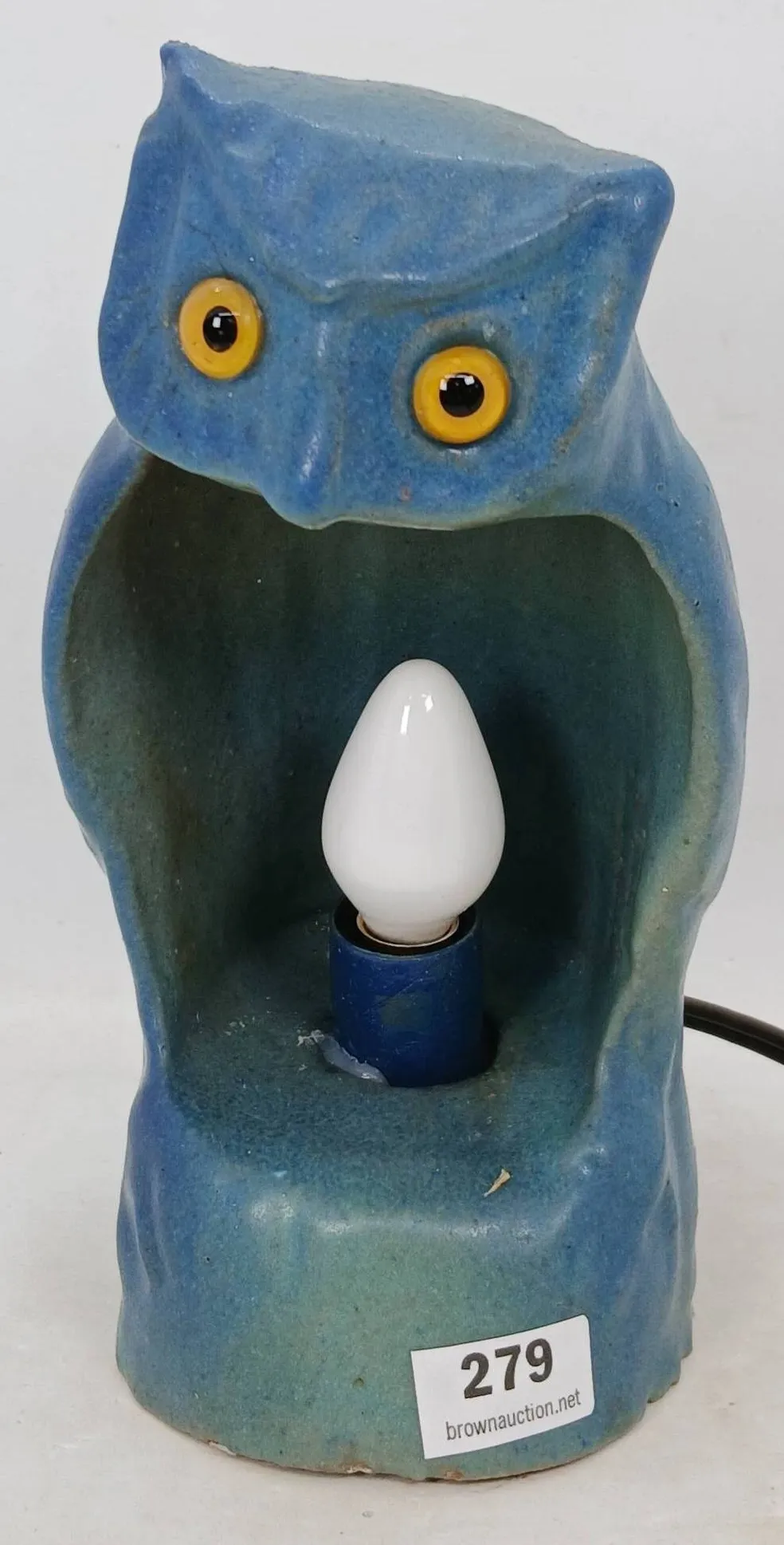 Ceramic owl lamp with light bulb